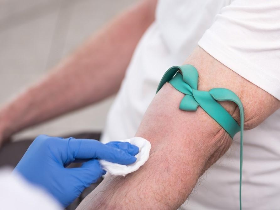 Preparing to take blood