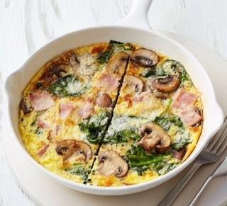 Ham, mushroom and spinach frittata
